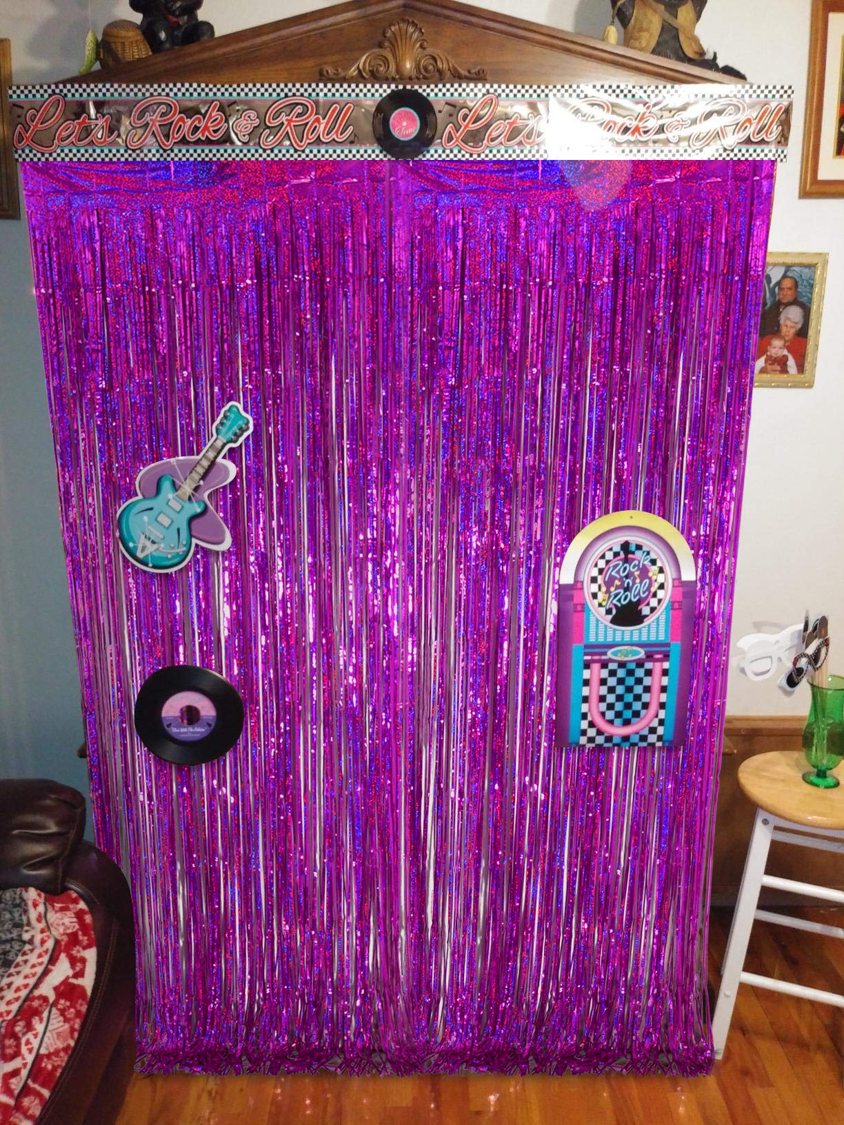 Foil Fringe Curtains Party Decorations - Melsan 3 Pack 3.2 X 8.2 Ft Tinsel Curtain Party Photo Backdrop For Birthday Party Baby